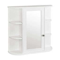 image-3-tier Single Door Mirror Indoor Bathroom Wall Mounted Cabinet Shelf White