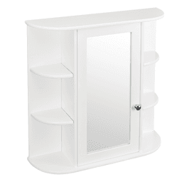 image-3-tier Single Door Mirror Indoor Bathroom Wall Mounted Cabinet Shelf White
