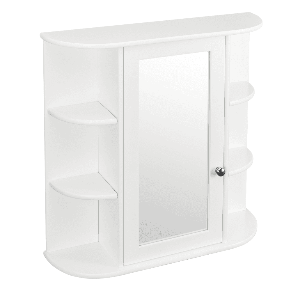 image-3-tier Single Door Mirror Indoor Bathroom Wall Mounted Cabinet Shelf White