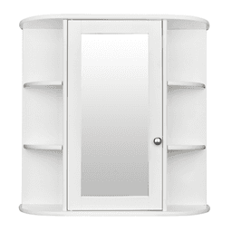 image-3-tier Single Door Mirror Indoor Bathroom Wall Mounted Cabinet Shelf White