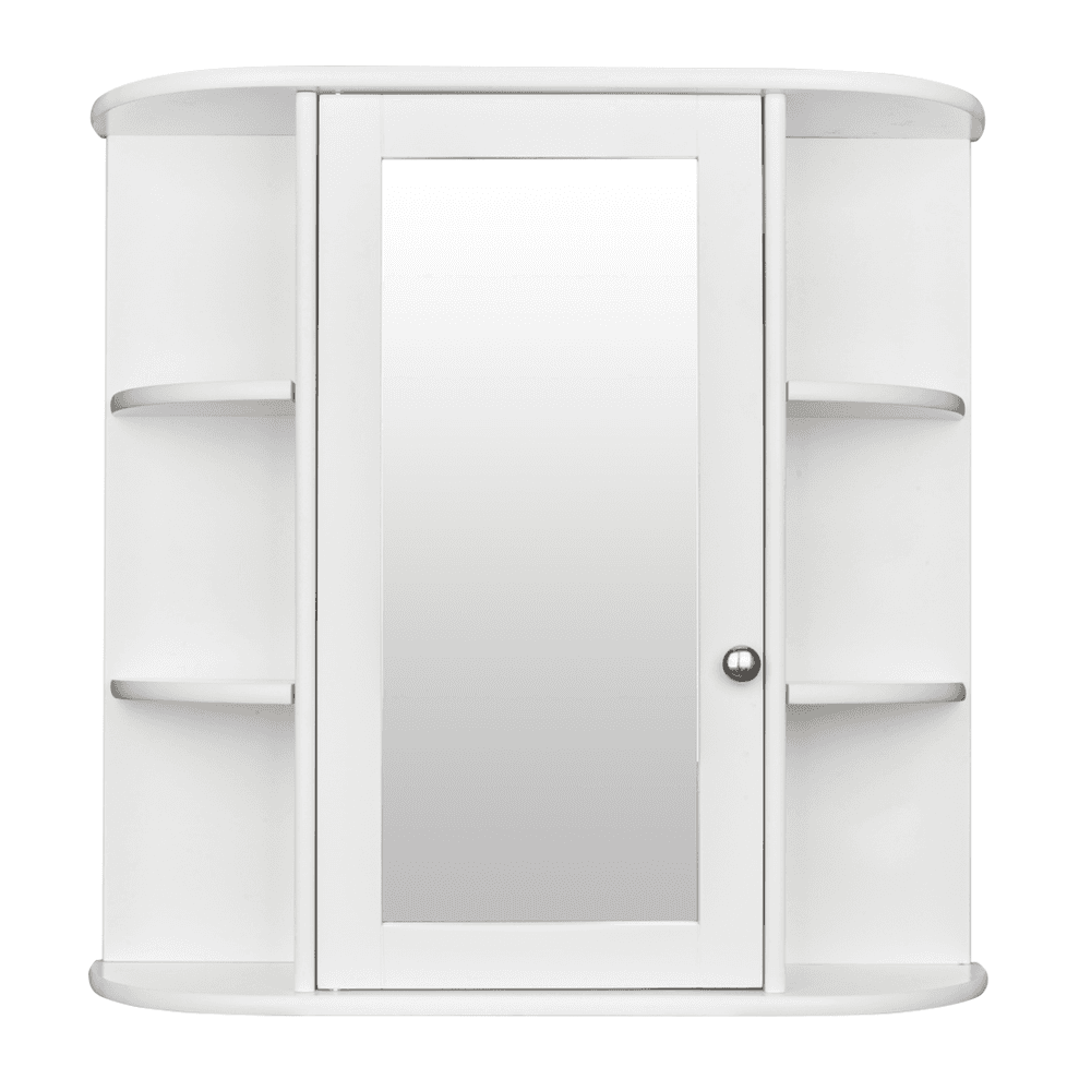 image-3-tier Single Door Mirror Indoor Bathroom Wall Mounted Cabinet Shelf White