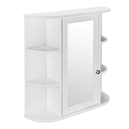 image-3-tier Single Door Mirror Indoor Bathroom Wall Mounted Cabinet Shelf White