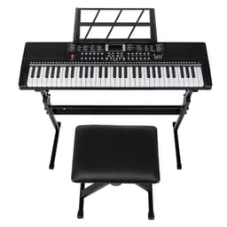 image-Glarry GEP-110 61 Key Keyboard with Piano Stand, Piano Bench, Built In Speakers, Headphone, Microphone, Music Rest, LED Screen, 3 Teaching Modes for Beginners