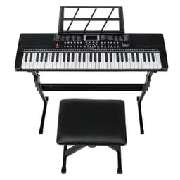 image-Glarry GEP-110 61 Key Keyboard with Piano Stand, Piano Bench, Built In Speakers, Headphone, Microphone, Music Rest, LED Screen, 3 Teaching Modes for Beginners