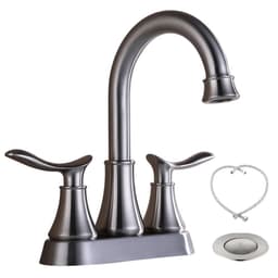 image-2-Handle 4-Inch Brushed Nickel Bathroom Faucet, Bathroom Vanity Sink Faucets with Pop-up Drain and Supply Hoses