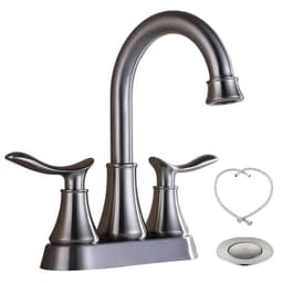 image-2-Handle 4-Inch Brushed Nickel Bathroom Faucet, Bathroom Vanity Sink Faucets with Pop-up Drain and Supply Hoses