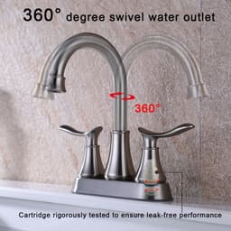 image-2-Handle 4-Inch Brushed Nickel Bathroom Faucet, Bathroom Vanity Sink Faucets with Pop-up Drain and Supply Hoses