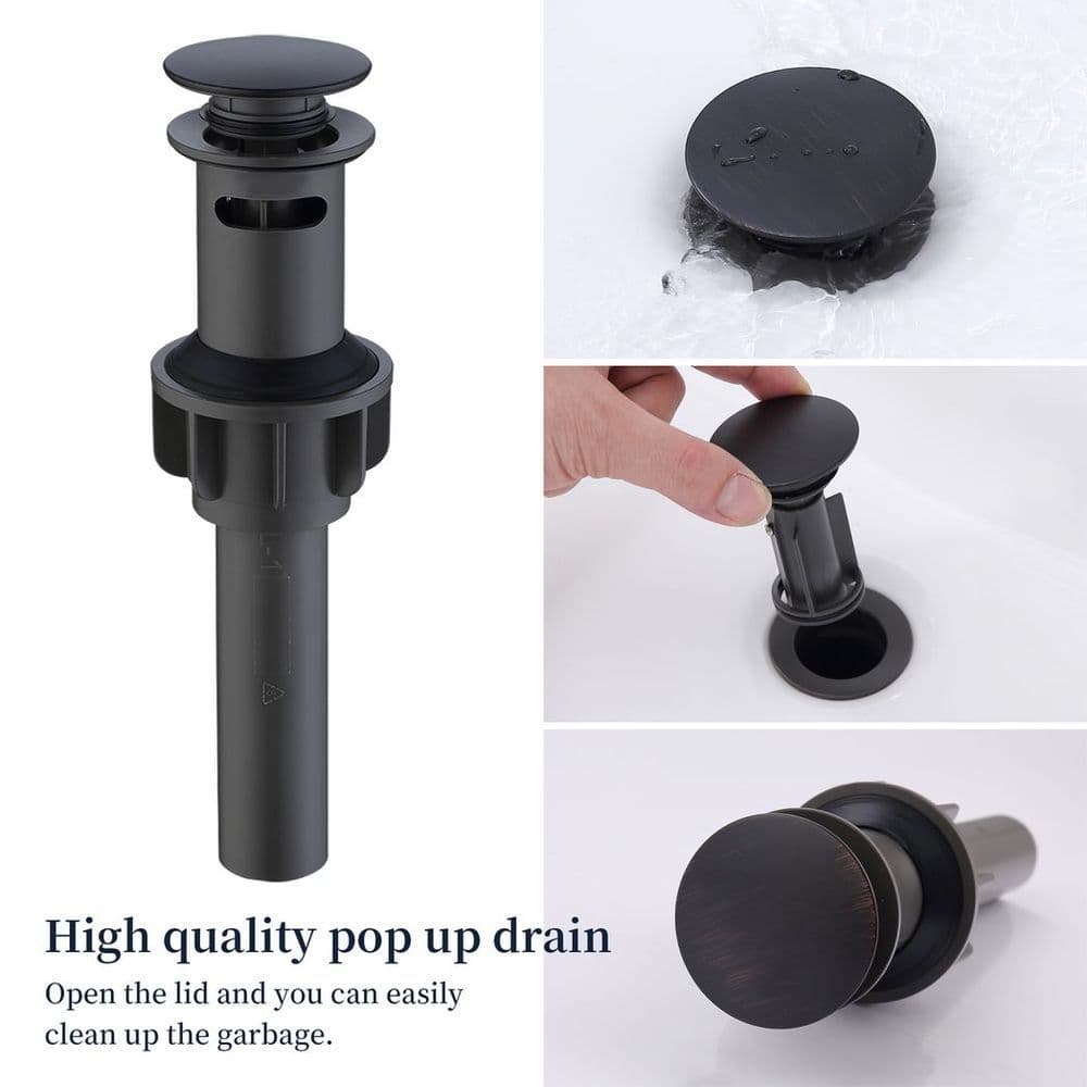 image-2-Handle 8 inch Widespread Bathroom Sink Faucet Oil Rubbed Bronze Lavatory Faucet 3 Hole 360° Swivel Spout Vanity Sink Basin Faucets with Pop Up Drain Assembly and cUPC Water Supply Hoses
