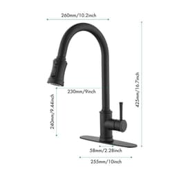 image-Single Handle High Arc Pull Out Kitchen Faucet,Single Level Stainless Steel Kitchen Sink Faucets with Pull Down Sprayer