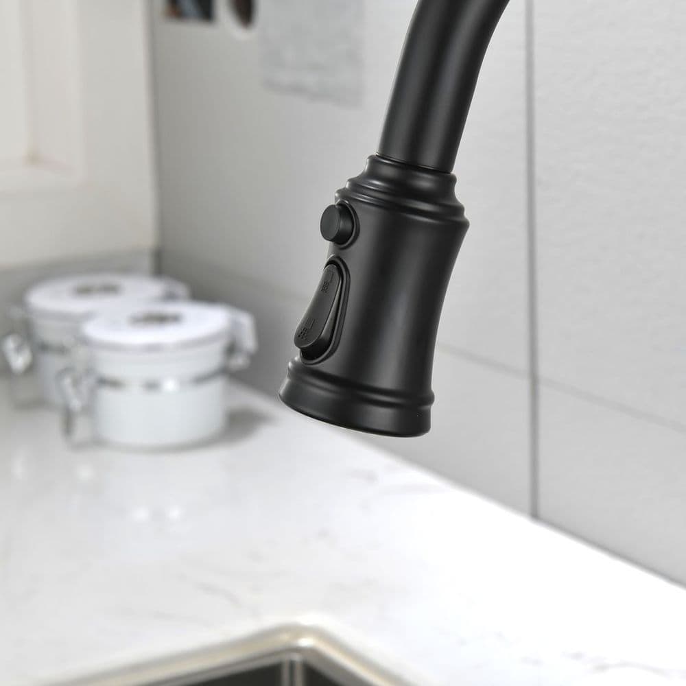 image-Single Handle High Arc Pull Out Kitchen Faucet,Single Level Stainless Steel Kitchen Sink Faucets with Pull Down Sprayer