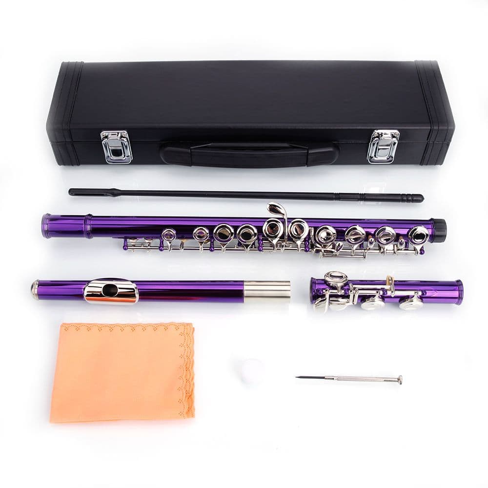 image-Cupronickel C 16 Closed Holes Concert Band Flute Purple
