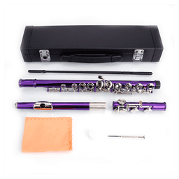 image-Cupronickel C 16 Closed Holes Concert Band Flute Purple