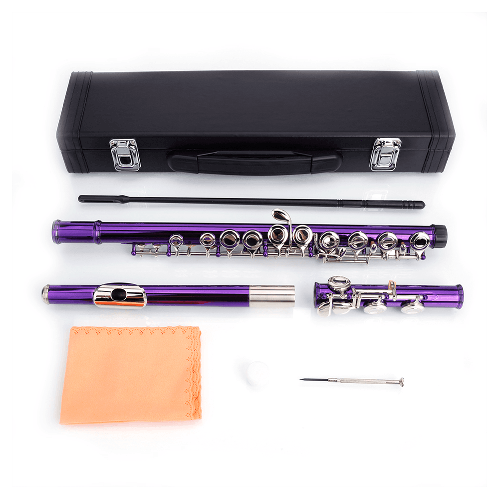 image-Cupronickel C 16 Closed Holes Concert Band Flute Purple