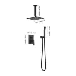 image-Matte Black Shower Set System Bathroom Luxury Rain Mixer Shower Combo Set Ceiling Mounted Rainfall Shower Head Faucet