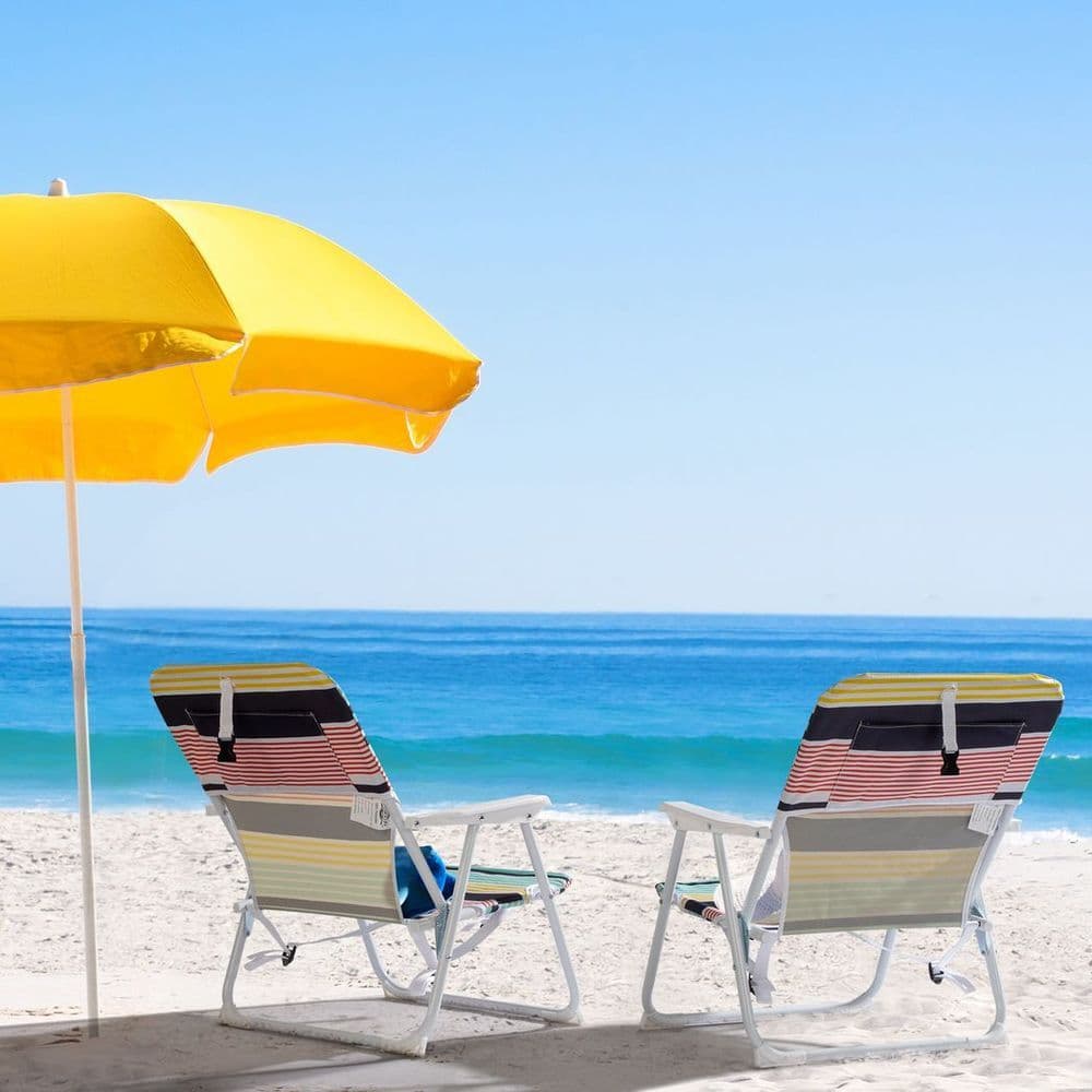 image-56*60*63cm 100kg Oxford Cloth White Iron Frame Beach Chair Color small size