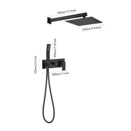 image-Brass Matte Black Shower Faucet Set Shower System 10 Inch Rainfall Shower Head with Handheld Sprayer Bathroom Luxury Rain Mixer Combo