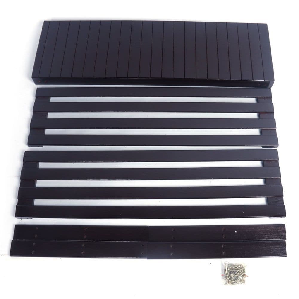 image-90cm Strip Pattern 3 Tiers Bamboo Stool Shoe Rack Coffee