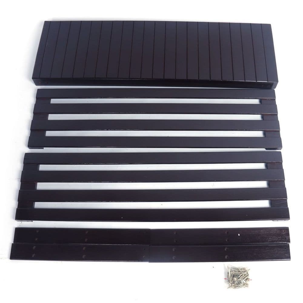 image-90cm Strip Pattern 3 Tiers Bamboo Stool Shoe Rack Coffee