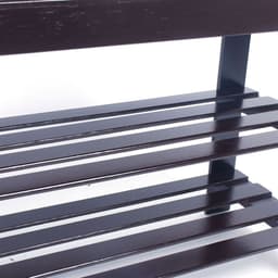 image-90cm Strip Pattern 3 Tiers Bamboo Stool Shoe Rack Coffee