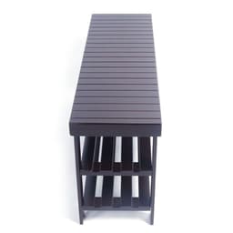 image-90cm Strip Pattern 3 Tiers Bamboo Stool Shoe Rack Coffee