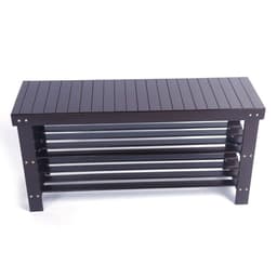 image-90cm Strip Pattern 3 Tiers Bamboo Stool Shoe Rack Coffee