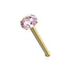 image-14ct Solid Gold Colorful Crystal Jewelled Ball End Nose Pin Nose Stud