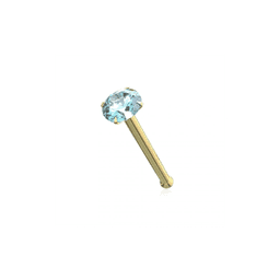 image-14ct Solid Gold Colorful Crystal Jewelled Ball End Nose Pin Nose Stud