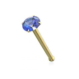 image-14ct Solid Gold Colorful Crystal Jewelled Ball End Nose Pin Nose Stud