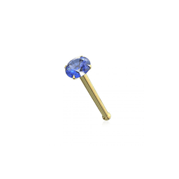 image-14ct Solid Gold Colorful Crystal Jewelled Ball End Nose Pin Nose Stud