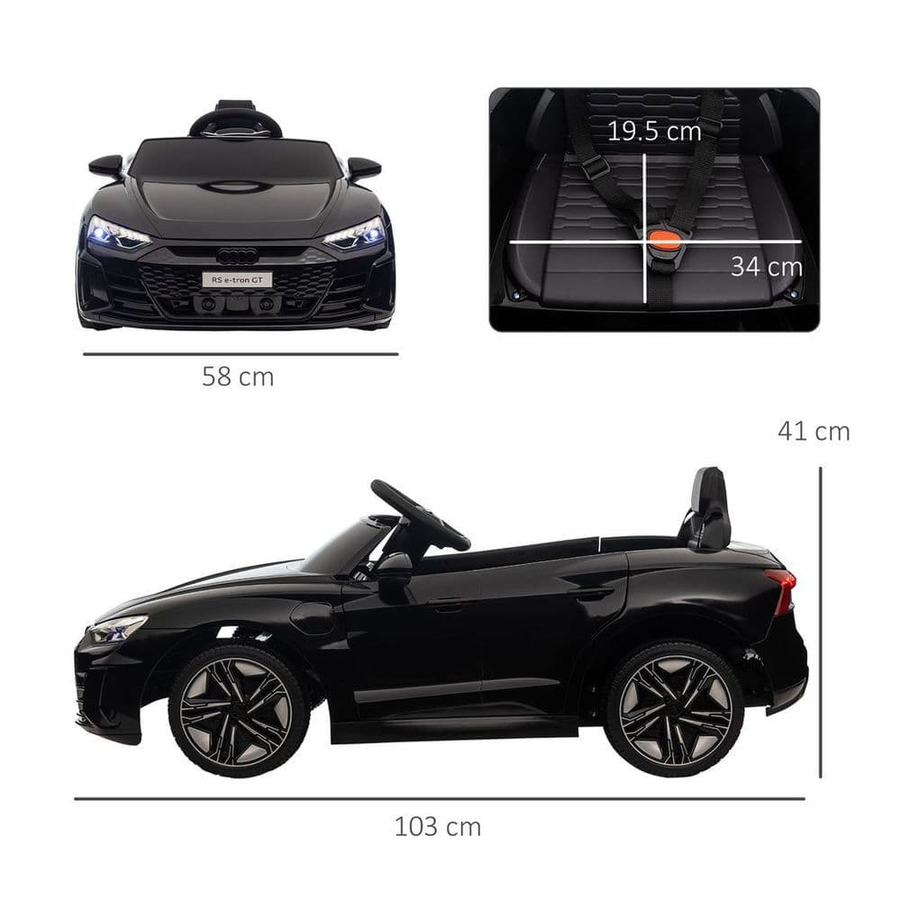 image-HOMCOM Audi RS e-tron GT Licensed 12V Kids Electric Ride on W/ Remote, Black