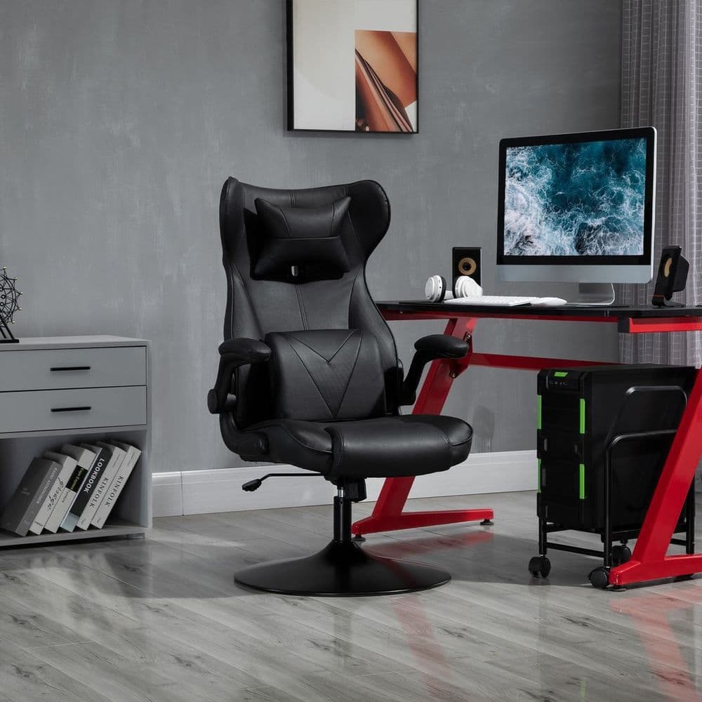 image-Vinsetto Gaming Chair Home Office Chair w/ Swivel Pedestal Base Lumbar Support