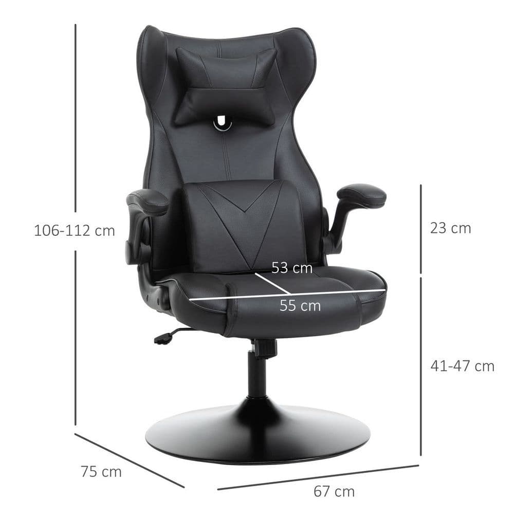 image-Vinsetto Gaming Chair Home Office Chair w/ Swivel Pedestal Base Lumbar Support