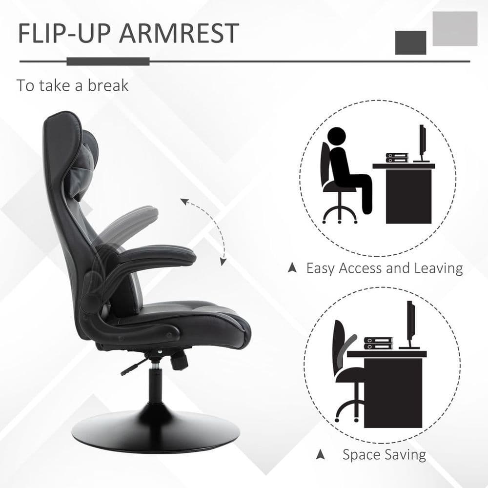 image-Vinsetto Gaming Chair Home Office Chair w/ Swivel Pedestal Base Lumbar Support