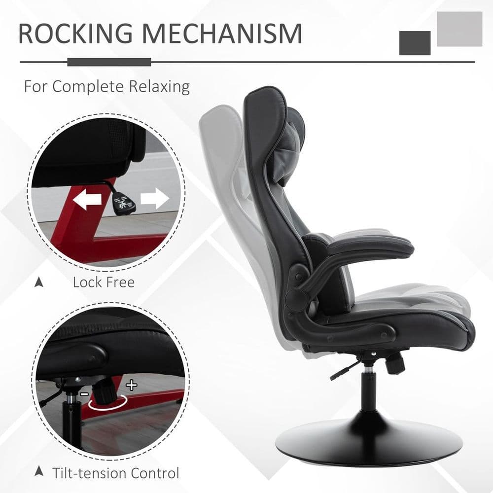 image-Vinsetto Gaming Chair Home Office Chair w/ Swivel Pedestal Base Lumbar Support