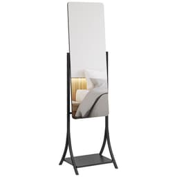 image-HOMCOM Freestanding Full Length Mirror Adjustable Full Body Mirror w/ Shelf