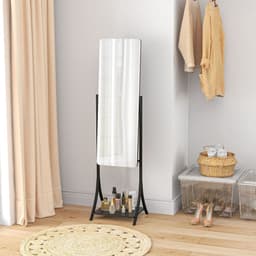 image-HOMCOM Freestanding Full Length Mirror Adjustable Full Body Mirror w/ Shelf