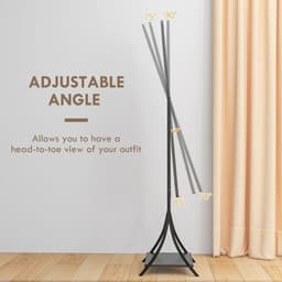 image-HOMCOM Freestanding Full Length Mirror Adjustable Full Body Mirror w/ Shelf