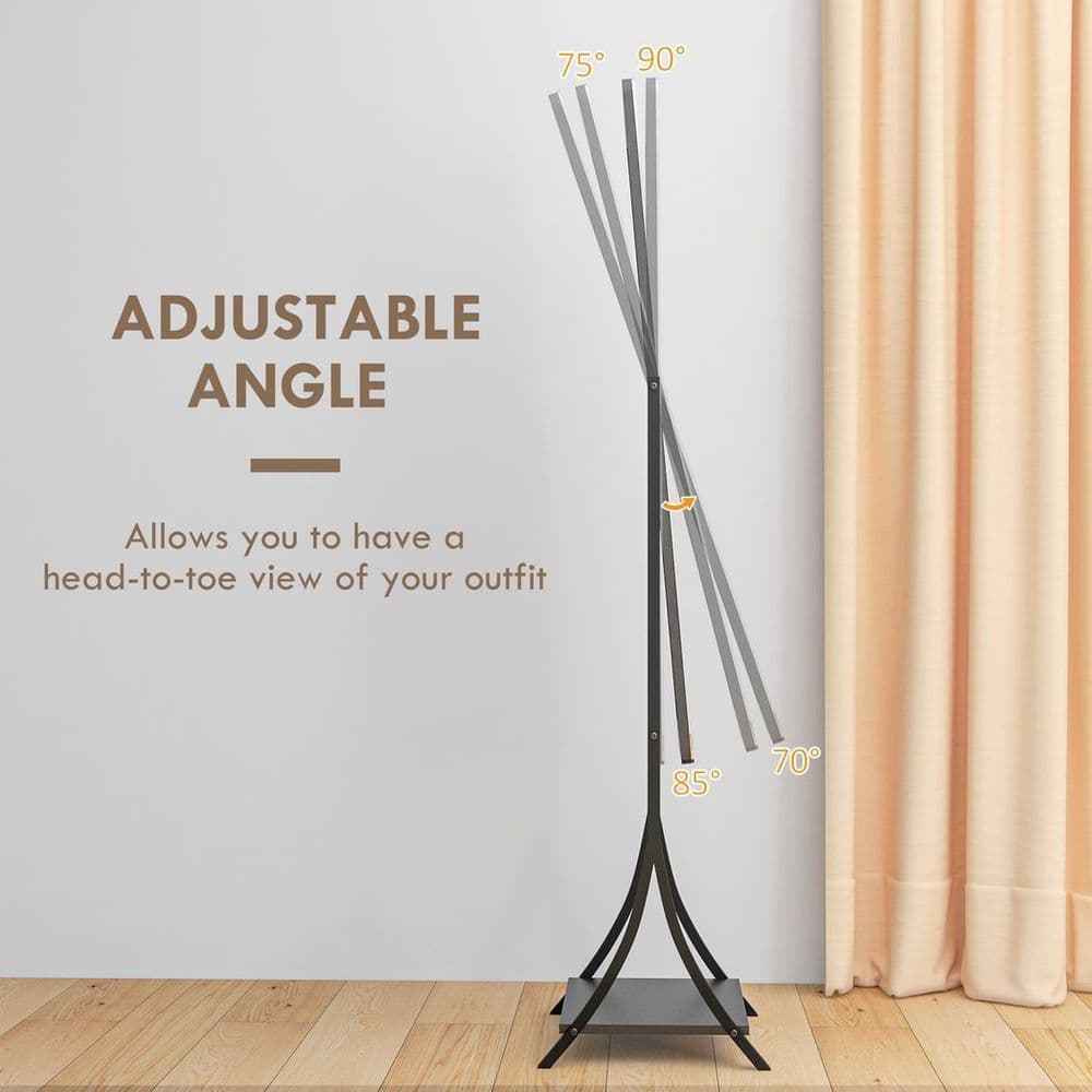 image-HOMCOM Freestanding Full Length Mirror Adjustable Full Body Mirror w/ Shelf