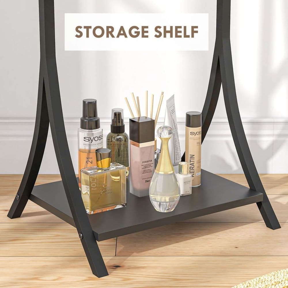 image-HOMCOM Freestanding Full Length Mirror Adjustable Full Body Mirror w/ Shelf