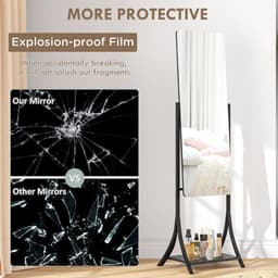 image-HOMCOM Freestanding Full Length Mirror Adjustable Full Body Mirror w/ Shelf