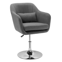 image-HOMCOM Stylish Retro Linen Swivel Tub Chair Steel Frame Cushion Seat Dark Grey