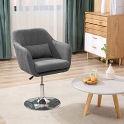 image-HOMCOM Stylish Retro Linen Swivel Tub Chair Steel Frame Cushion Seat Dark Grey