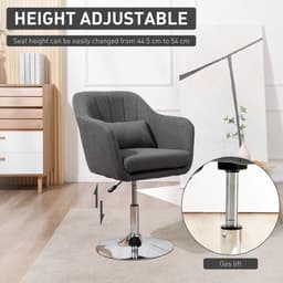 image-HOMCOM Stylish Retro Linen Swivel Tub Chair Steel Frame Cushion Seat Dark Grey