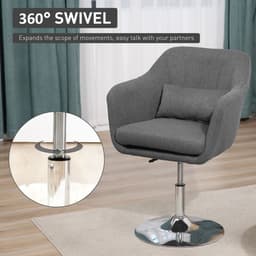 image-HOMCOM Stylish Retro Linen Swivel Tub Chair Steel Frame Cushion Seat Dark Grey