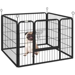 image-Pawhut Metal Pet Playpen Dog Kennel w/Door Latches In/Outdoor Use 82Lx82Wx60Hcm