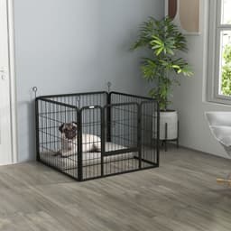 image-Pawhut Metal Pet Playpen Dog Kennel w/Door Latches In/Outdoor Use 82Lx82Wx60Hcm