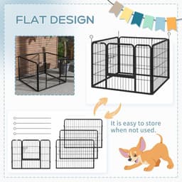 image-Pawhut Metal Pet Playpen Dog Kennel w/Door Latches In/Outdoor Use 82Lx82Wx60Hcm