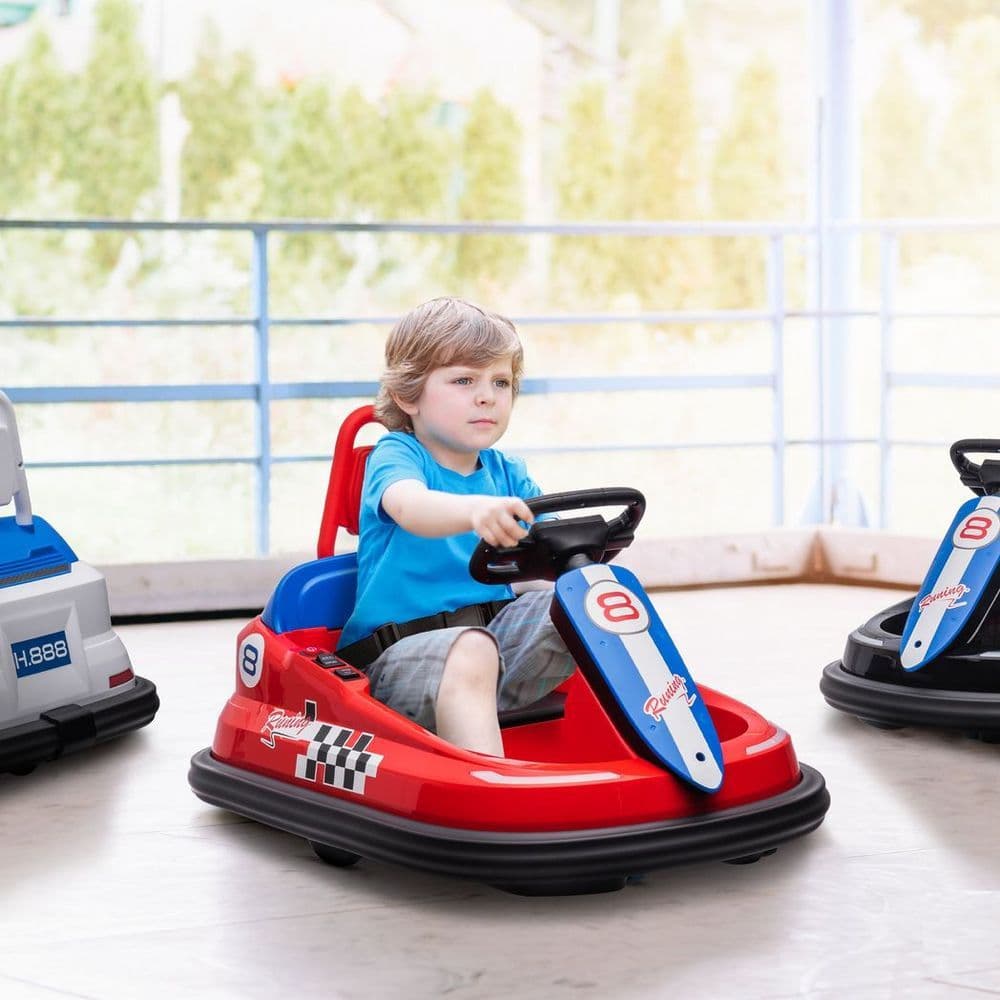 image-HOMCOM 6V Kids Bumper Car, 360-Degree Rotation Waltzer Car w/ 2 Speeds - Red
