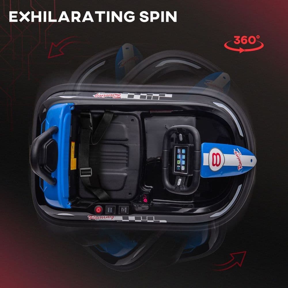image-HOMCOM 6V Kids Bumper Car, 360-Degree Rotation Waltzer Car w/ 2 Speeds - Black