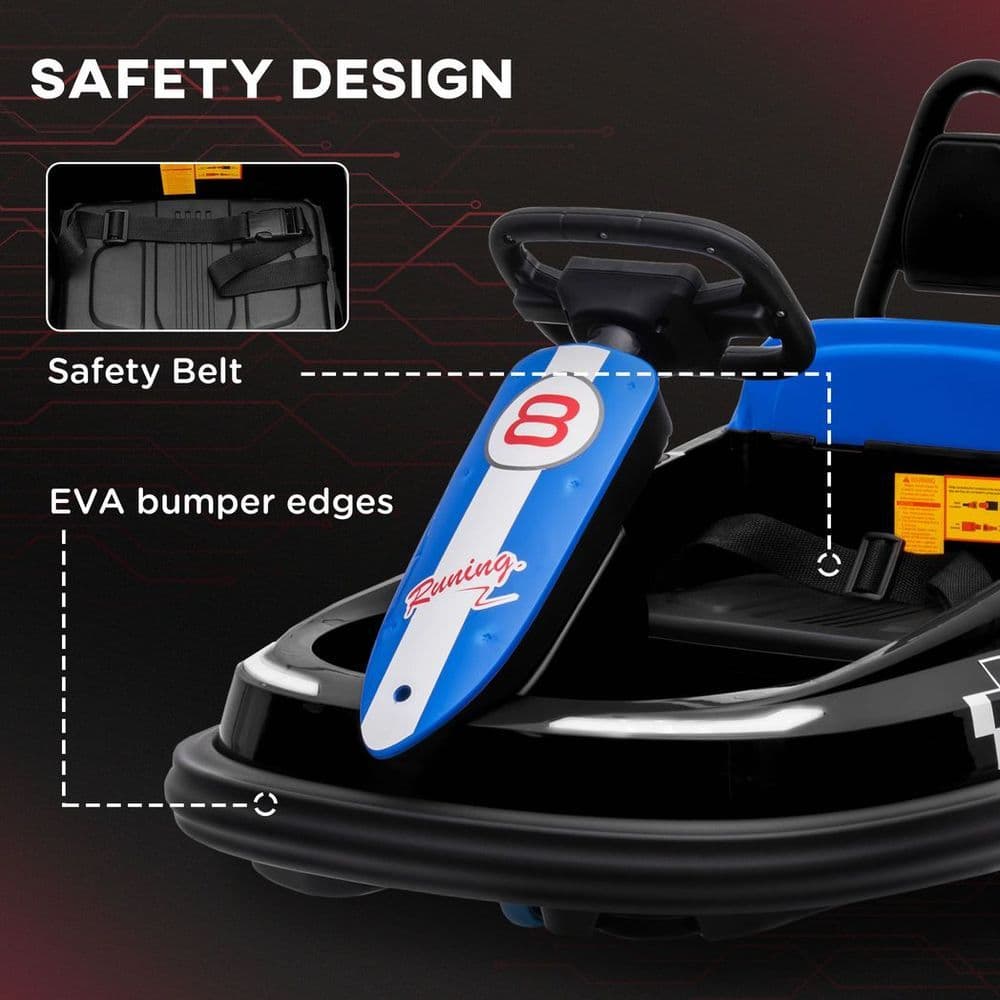 image-HOMCOM 6V Kids Bumper Car, 360-Degree Rotation Waltzer Car w/ 2 Speeds - Black